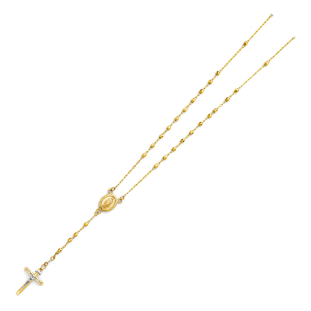 14KY 3mm Disco Ball Rosary Necklace - 26"