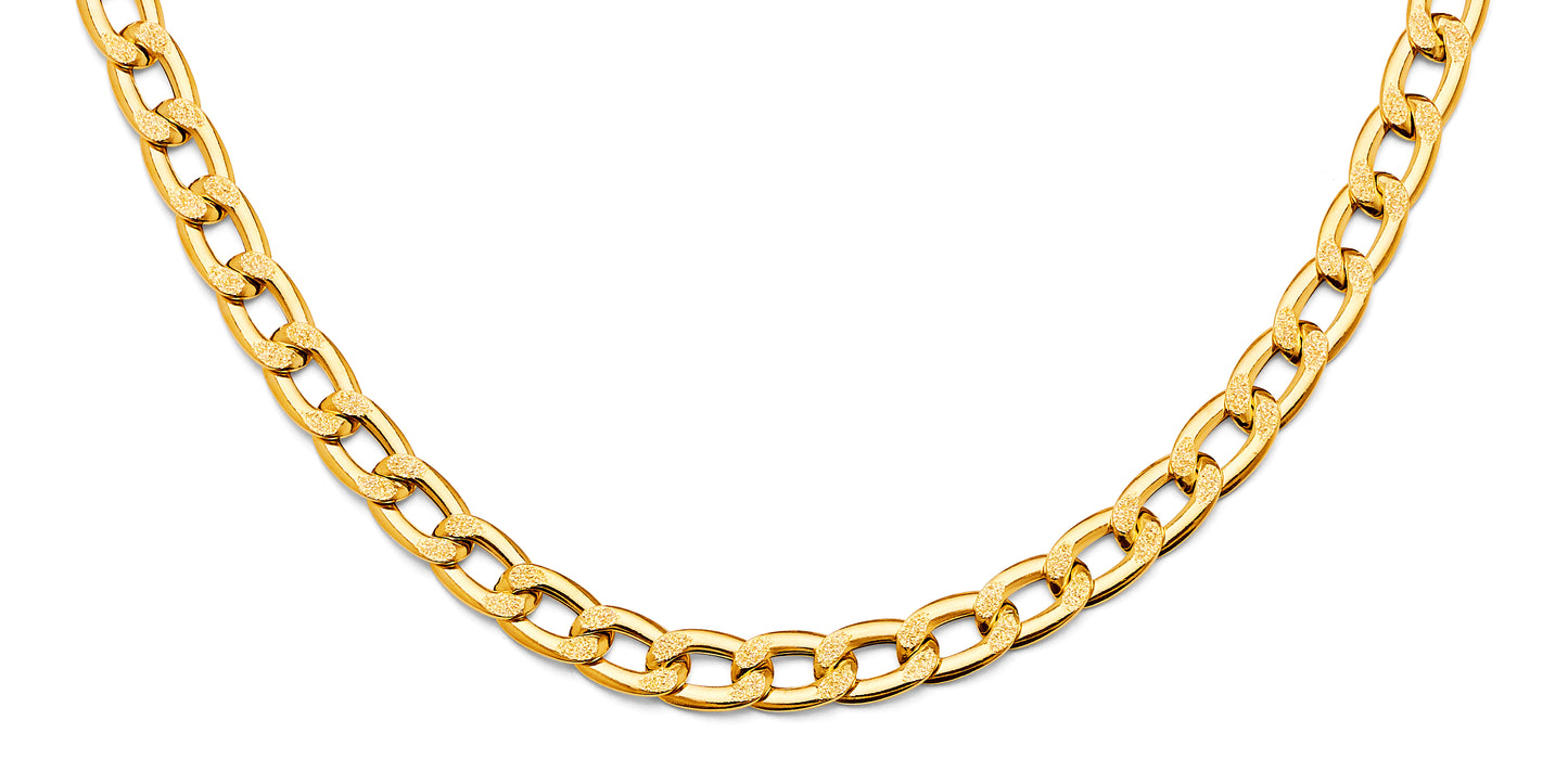 14KY Hollow Dia Bar Curb Necklace