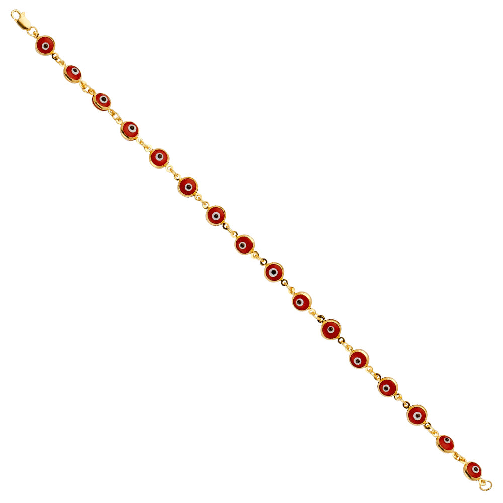 14KY Red Evil Eye Bracelet