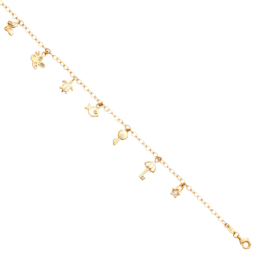 14KY Assorted Nature Hanging Bracelet & Anklet