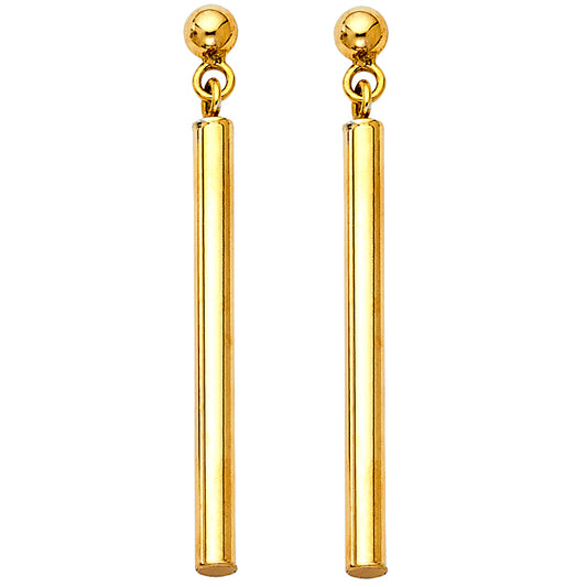 14KY Round Bar Hanging Earrings