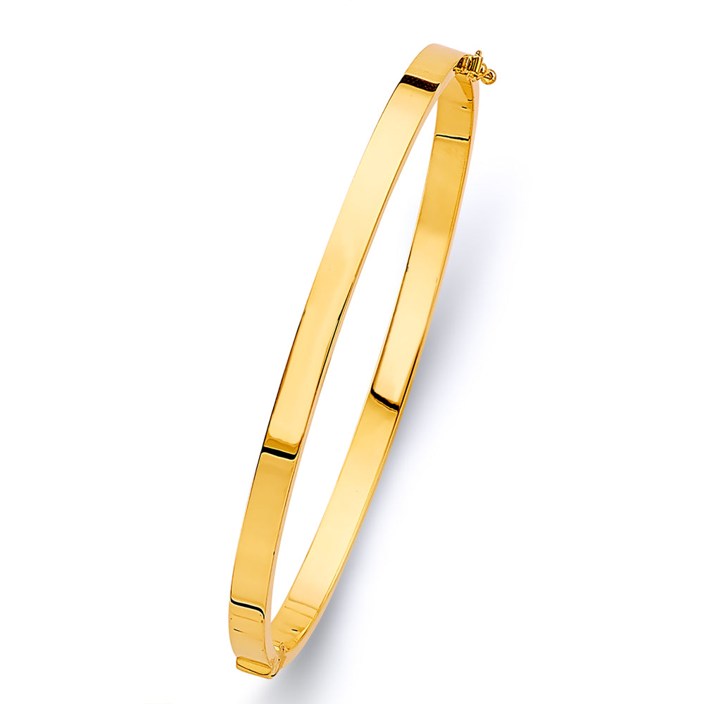 14KY 4mm Square Plain Hollow Oval Bangle