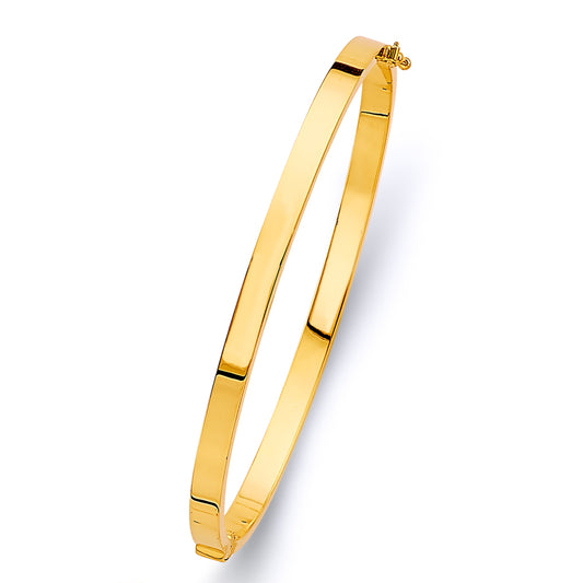 14KY 4mm Square Plain Hollow Oval Bangle