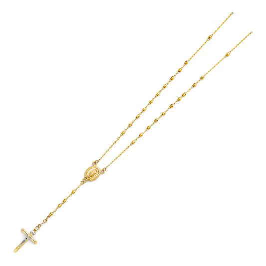 14KY 3mm Disco Ball Rosary Necklace - 26"