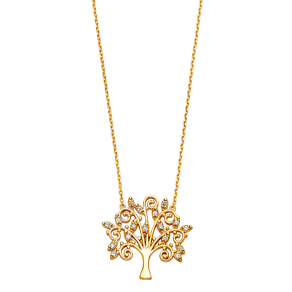 14KY CZ Tree Necklace