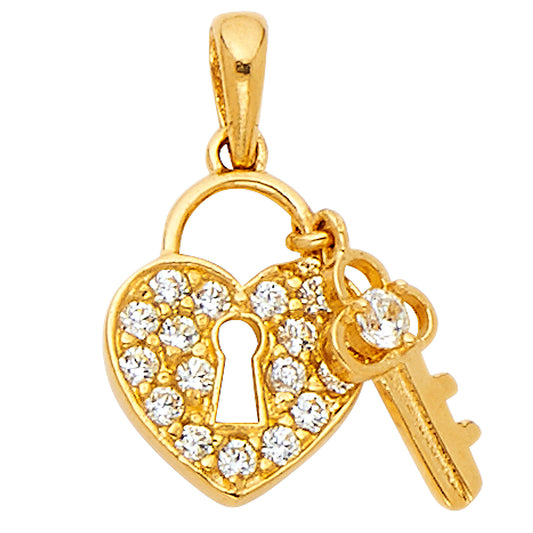 14KY CZ Lock Pendant (PT551)