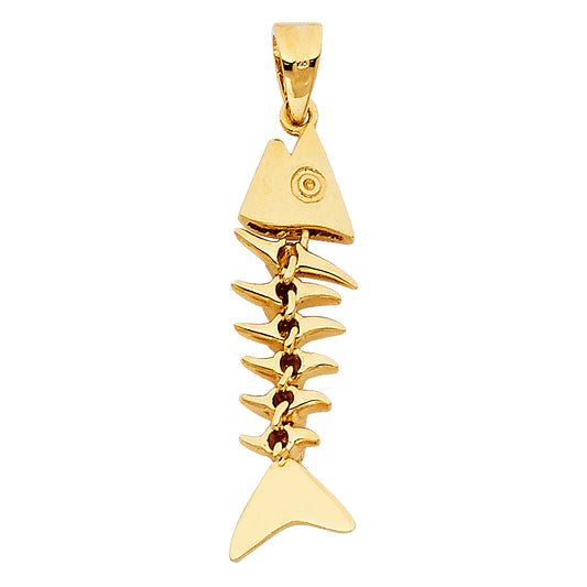 14KY Motion Fish Bone Pendant