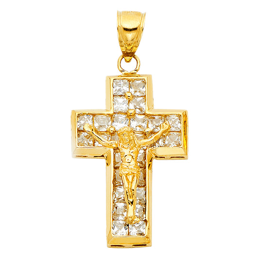 14KY CZ Crucufix Pendant