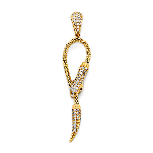 14K 2T CZ Snake Pendant
