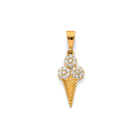 14KY CZ Ice Cream Pendant